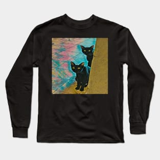 TWO CATS BLACK Long Sleeve T-Shirt